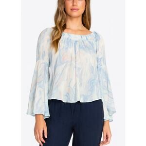Hollister BoHo tie dyed flutter wide sleeve cropped blouse top off shoulder SZ M